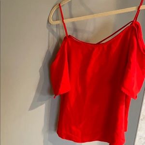 Red cold shoulder BP top